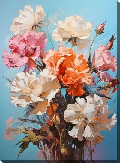 Картина маслом Гвоздики №30