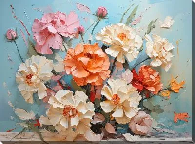 Картина маслом Гвоздики №32