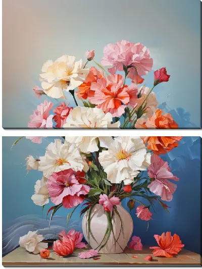 Модульная картина Гвоздики в вазе