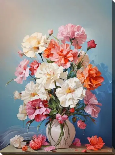 Картина маслом Гвоздики в вазе