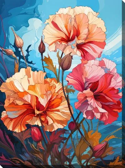 Картина маслом Гвоздики №34