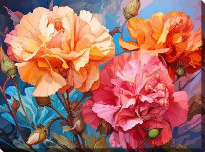 Картина маслом Гвоздики №35