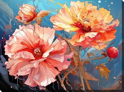 Картина маслом Гвоздики №36