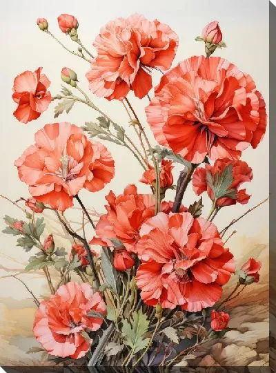 Картина маслом Гвоздики в акварельном стиле №3