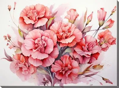 Картина маслом Гвоздики №44