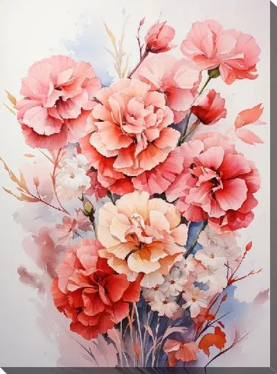 Картина маслом Гвоздики №47