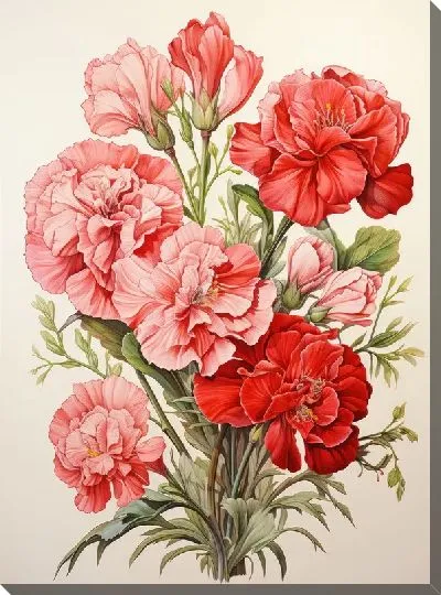 Картина маслом Гвоздики №48