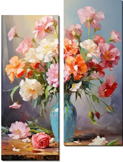 Модульная картина Натюрморт с гвоздиками №1