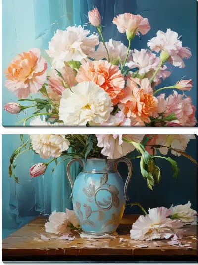 Модульная картина Натюрморт с гвоздиками №2