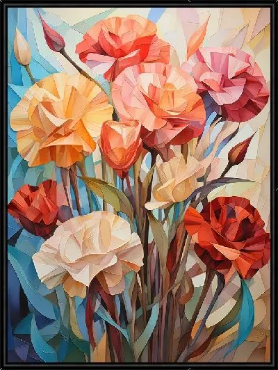 Картина Гвоздики в стиле кубизм