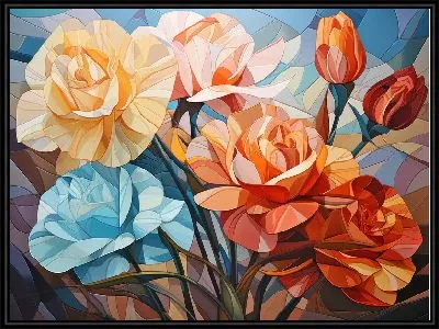Картина Гвоздики в стиле кубизм №4