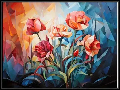 Картина Гвоздики в стиле кубизм №5