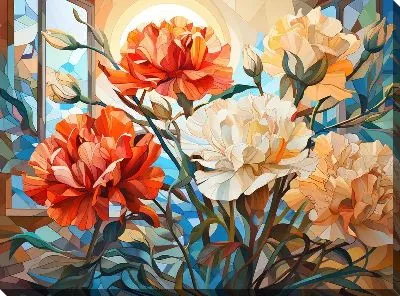 Картина маслом Гвоздики №501