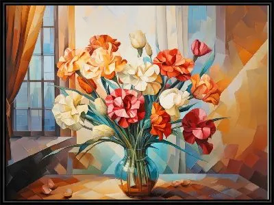 Натюрморт с гвоздиками в вазе №2