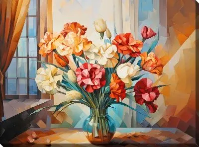 Натюрморт с гвоздиками в вазе №2