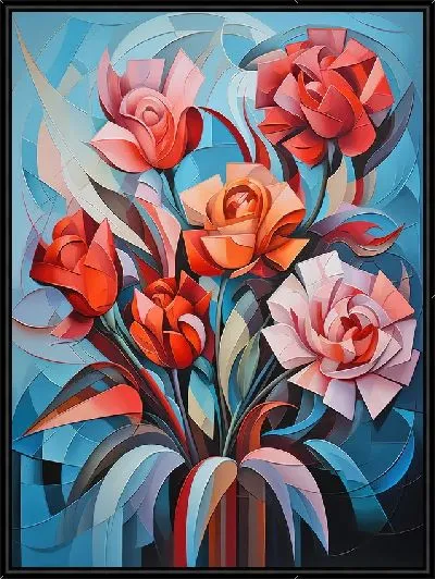 Картина Гвоздики в стиле кубизм №7