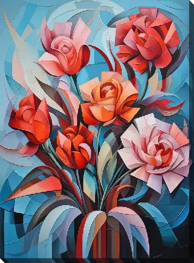 Постер Гвоздики в стиле кубизм №7