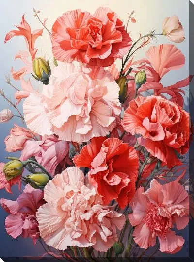 Картина маслом Гвоздики №51