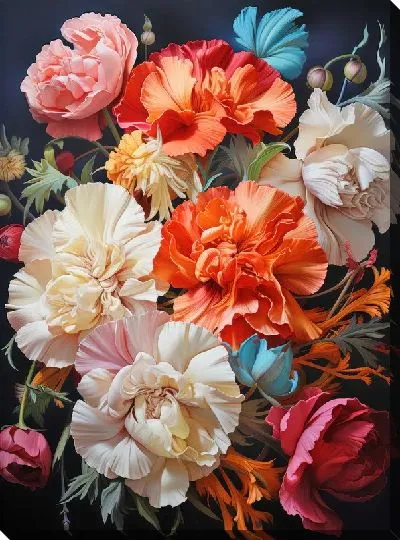 Картина маслом Гвоздики №52