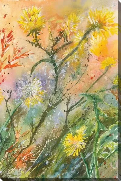 Картина маслом Полевые одуванчики