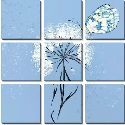 Модульная картина Одуванчик и бабочка