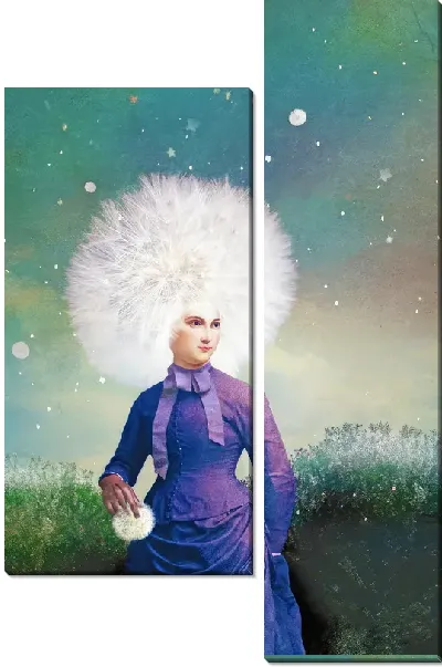 Модульная картина Девушка с одуванчиком на голове