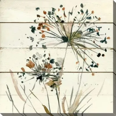 Картина маслом Одуванчики на фоне досок