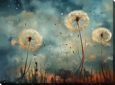 Картина маслом Одуванчики №69