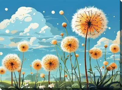 Картина маслом Одуванчики №76