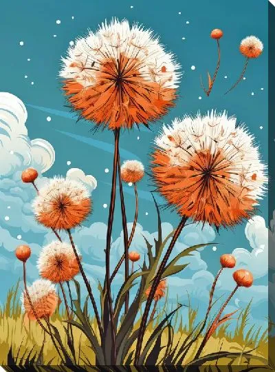 Картина маслом Одуванчики №81
