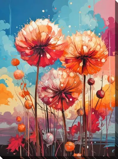 Картина маслом Одуванчики №90