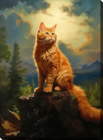 Постер Рыжий кот на камне