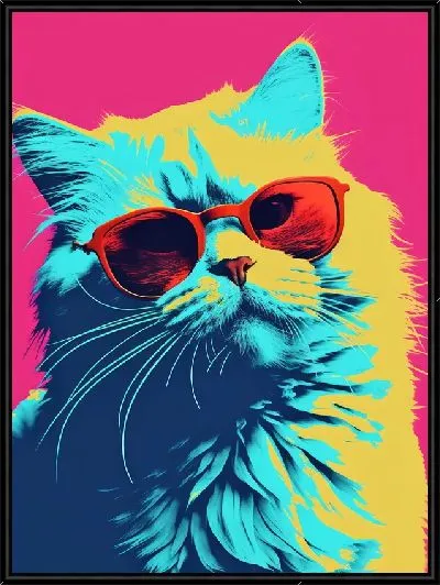 Картина Кот в красных очках в стиле поп-арт