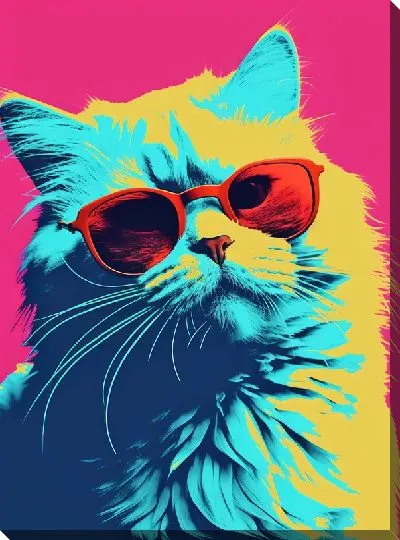 Постер Кот в красных очках в стиле поп-арт