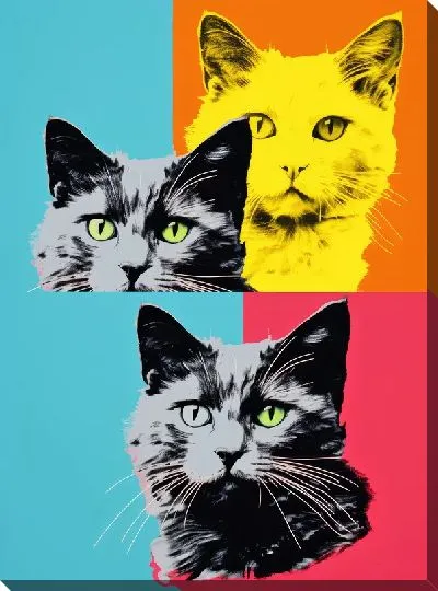 Картина маслом Три кота в стиле поп-арт