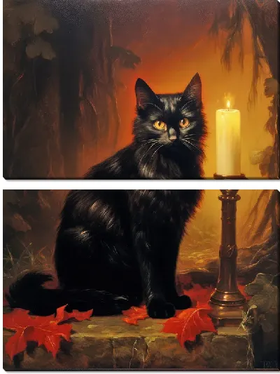 Модульная картина Кот и свеча