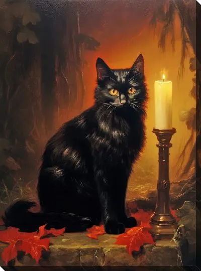 Картина маслом Кот и свеча