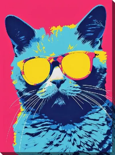 Картина маслом Арт портрет кота в очках №2
