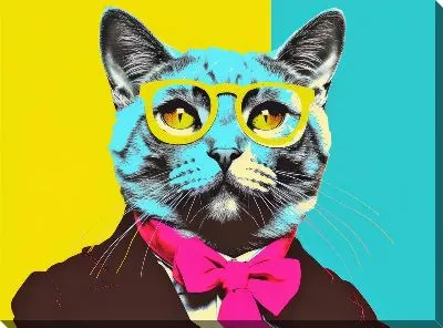 Картина маслом Арт портрет кота в очках №3