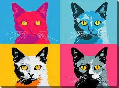 Картина маслом Арт портрет кошек в очках №5