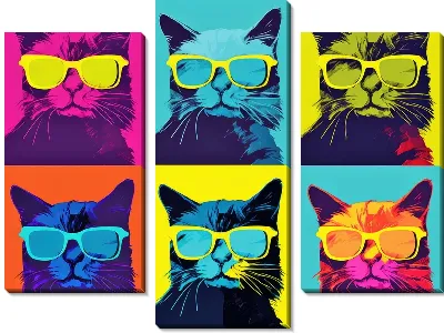 Модульная картина 6 котов в очках