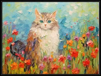 Картина Кошка в поле