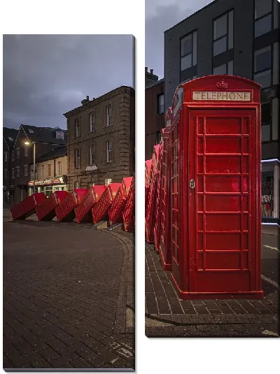 Модульная картина Телефонные будки - принцип домино