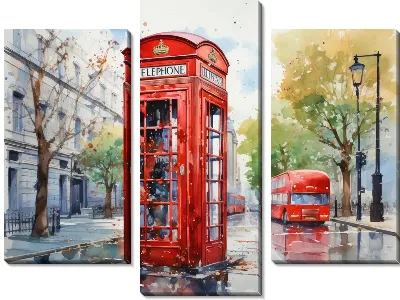 Модульная картина Телефонная будка в Лондоне №21