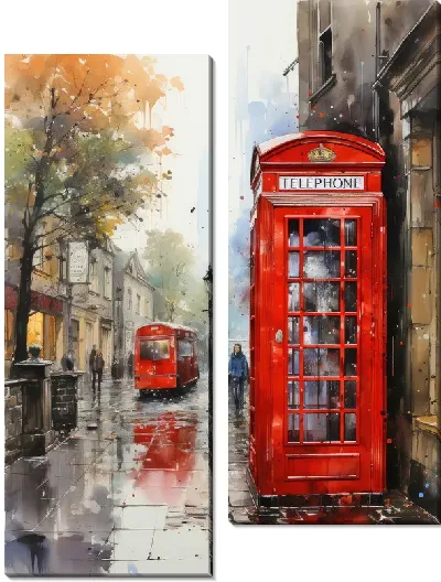 Модульная картина Телефонная будка в Лондоне №4