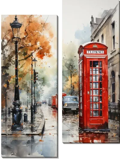 Модульная картина Телефонная будка в Лондоне №13