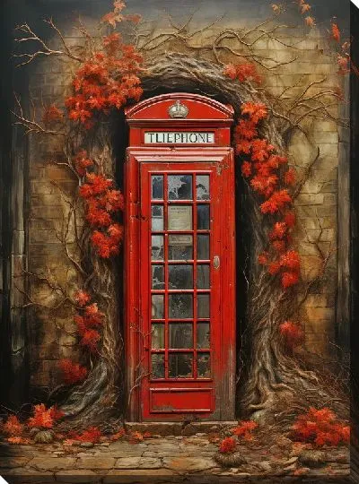Картина маслом Телефонная будка в Лондоне №14