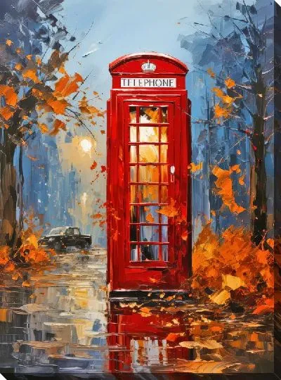 Картина маслом Телефонная будка в Лондоне №15