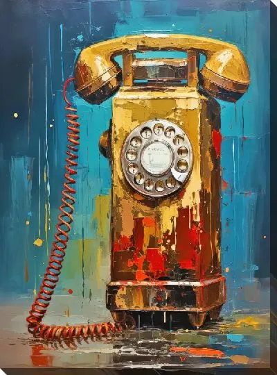 Картина маслом Телефон дисковый в стиле мастихин