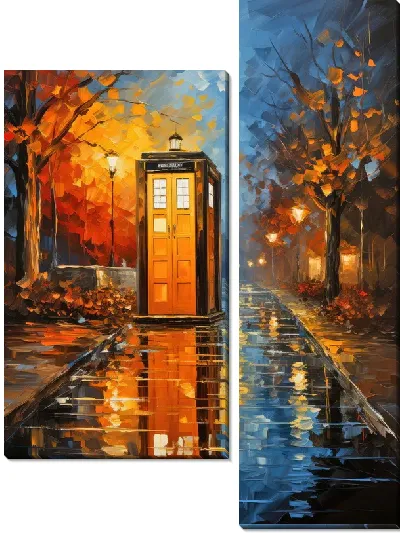 Модульная картина Телефон дисковый в стиле мастихин №3